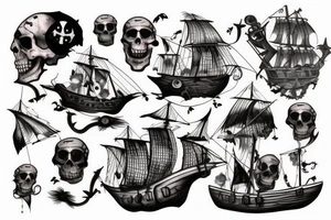 Undead Pirate ship tattoo idea