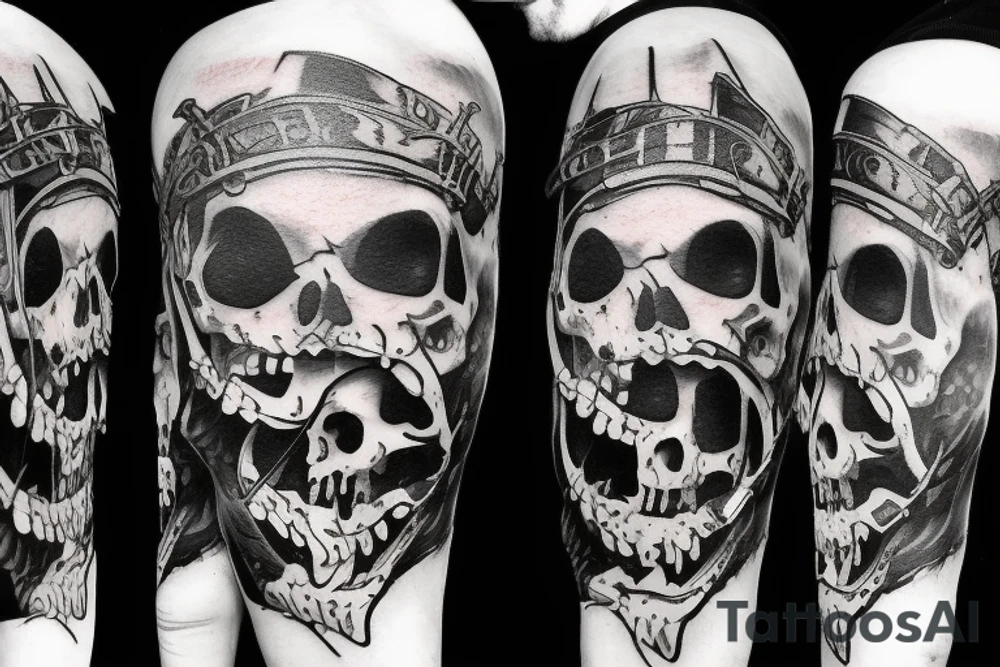 Undead Pirate ship full view tattoo idea