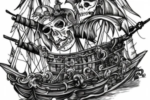 Undead Pirate ship full view tattoo idea