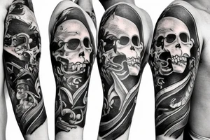 Hyper realism pirate ship in ocean tattoo idea