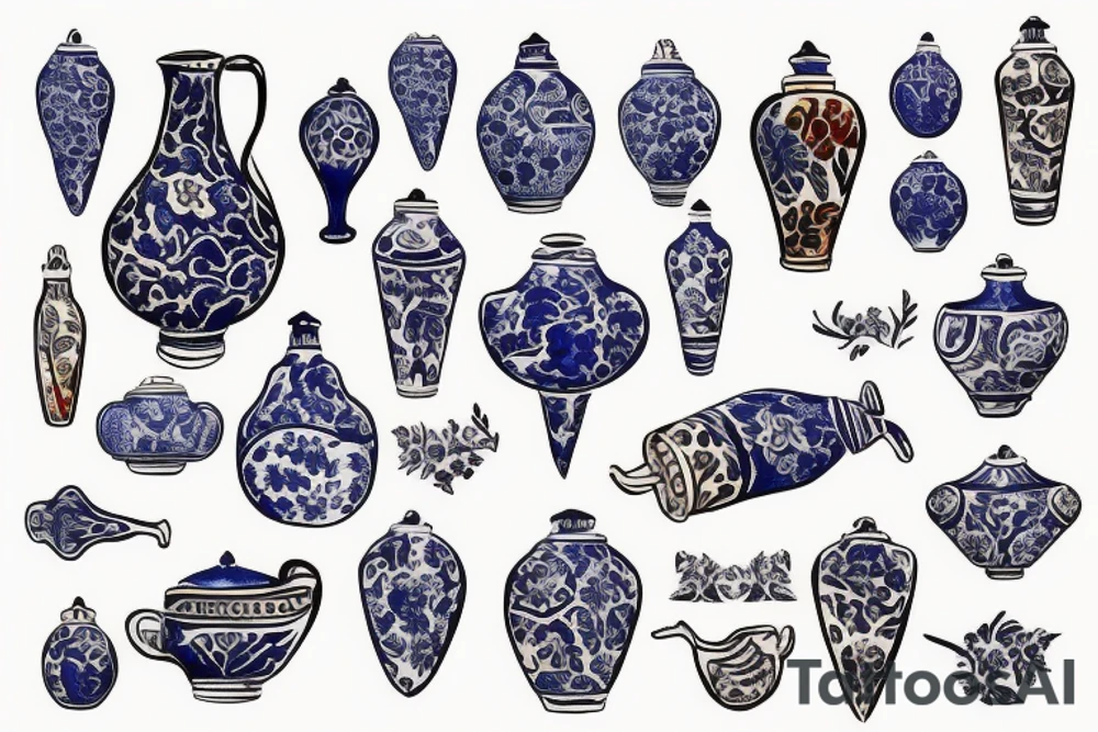 delft pottery pattern tattoo idea