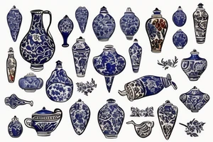 delft pottery pattern tattoo idea