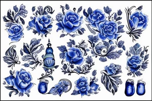 blue delft pattern tattoo idea