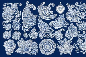 blue delft pattern tattoo idea