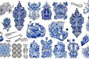 blue delft pattern tattoo idea