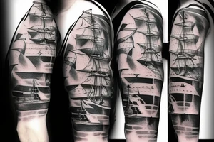 forearm Pirate ship realistic tattoo idea