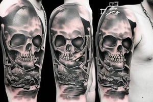 forearm Pirate ship realistic tattoo idea