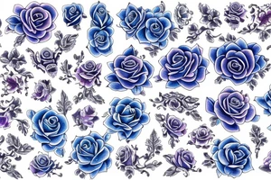 blue vintage rose paisley delft pattern tattoo idea