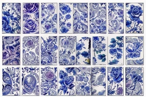 blue vintage rose paisley delft pattern tattoo idea