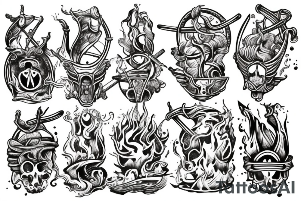 Viking boat burning tattoo idea
