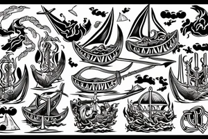 Viking boat burning tattoo idea