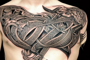 Viking boat burning tattoo idea
