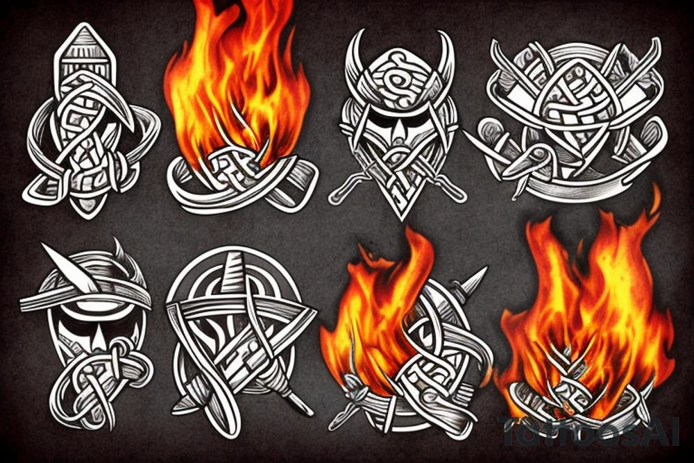 Viking boat burning tattoo idea