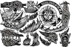 Viking boat burning tattoo idea