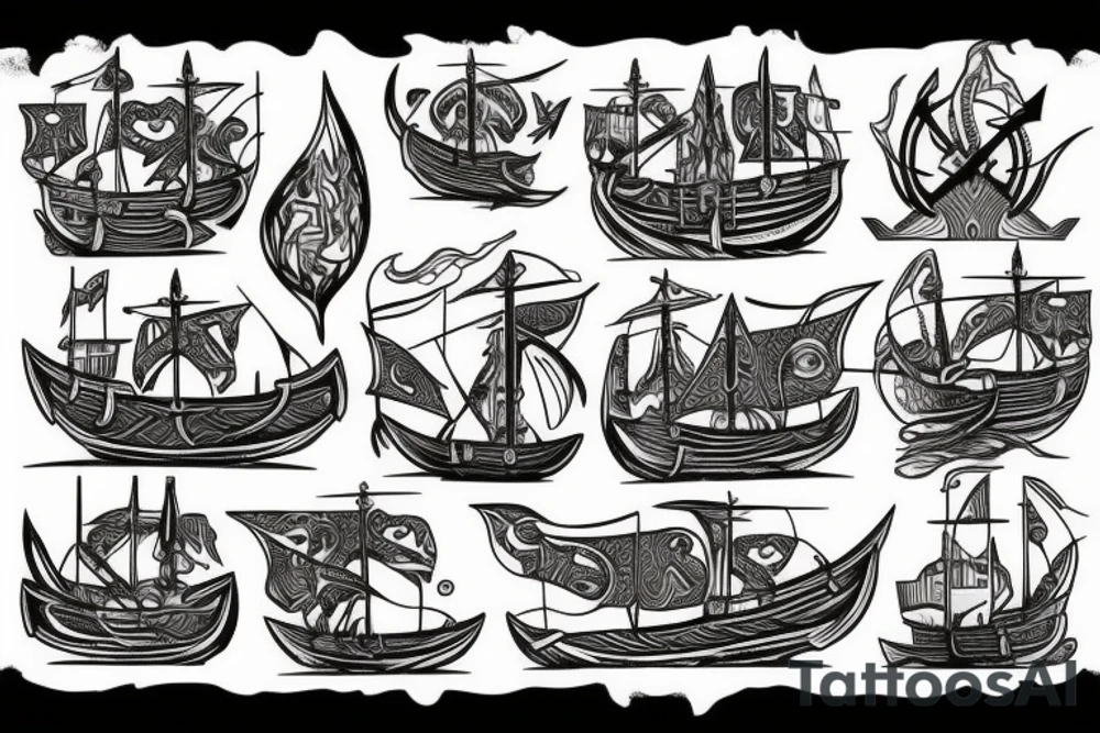 Viking boat burning tattoo idea