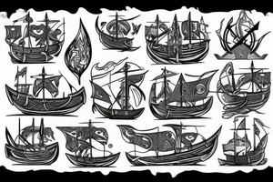Viking boat burning tattoo idea