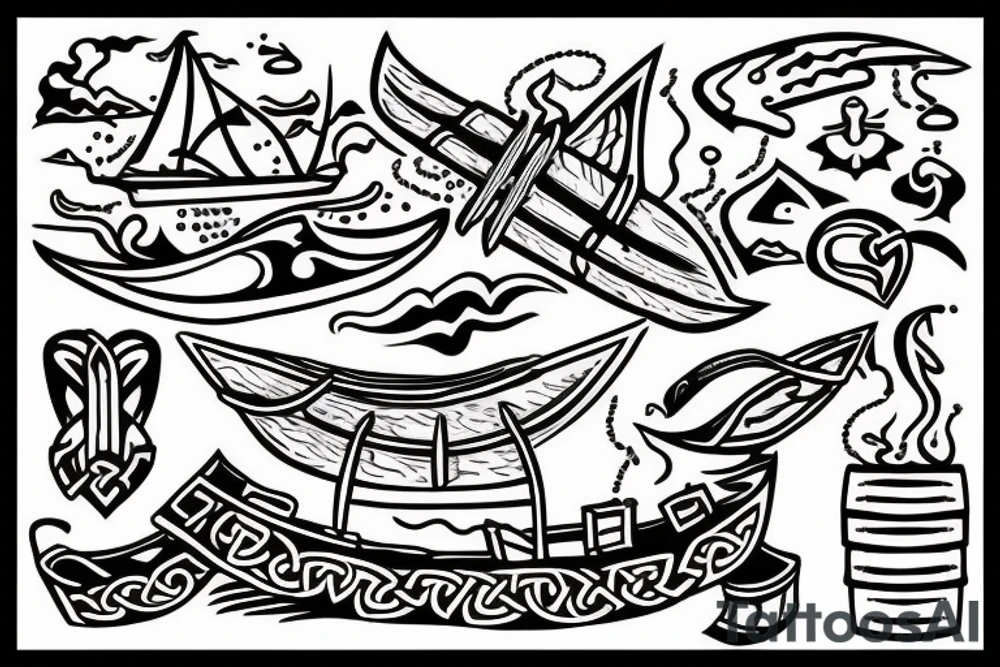 Viking boat burning tattoo idea