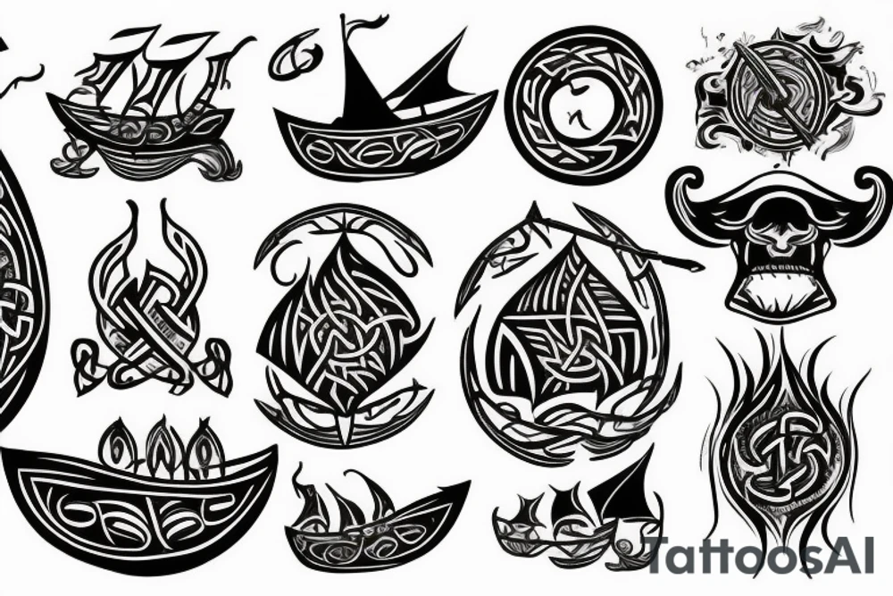 Viking boat burning tattoo idea