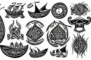 Viking boat burning tattoo idea