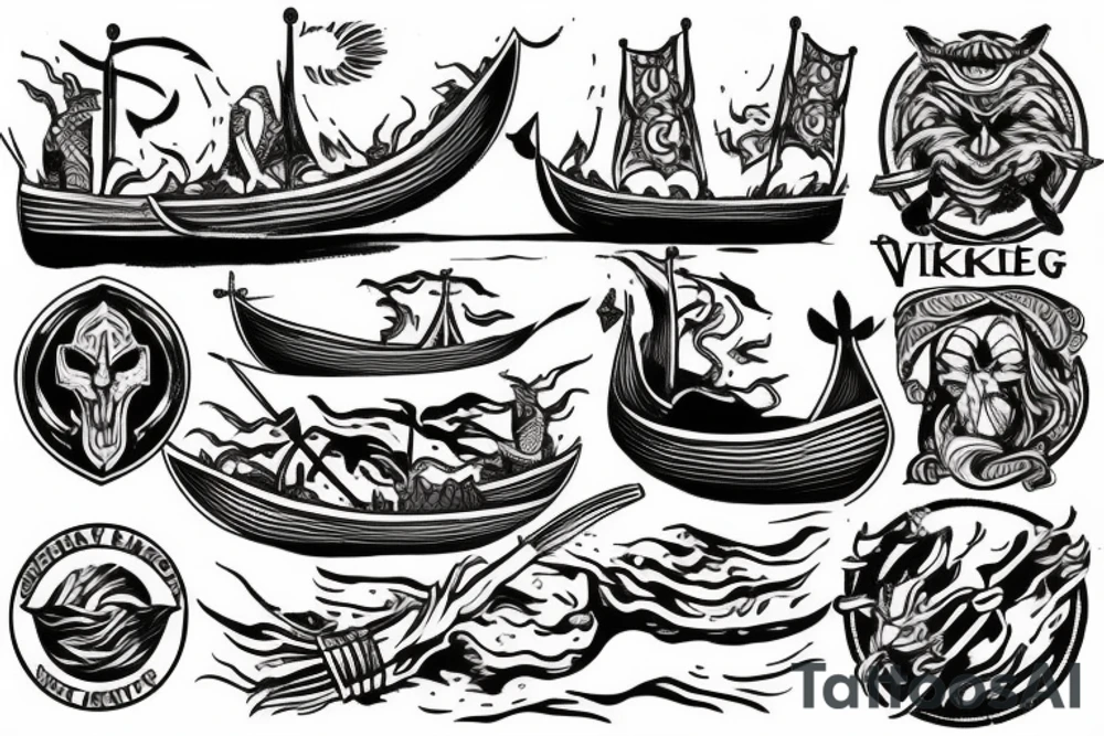 Viking boat burning tattoo idea