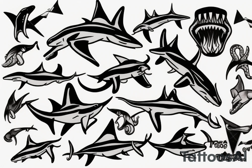 Hammerhead shark puppy tattoo idea