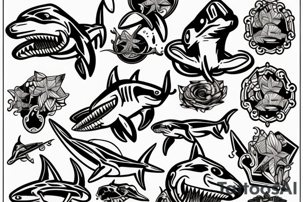 Hammerhead shark puppy tattoo idea