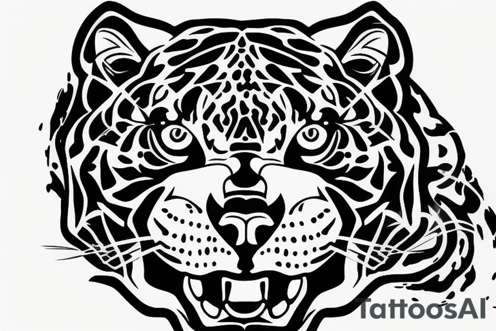 Half Panther Face Half Tiger tattoo idea