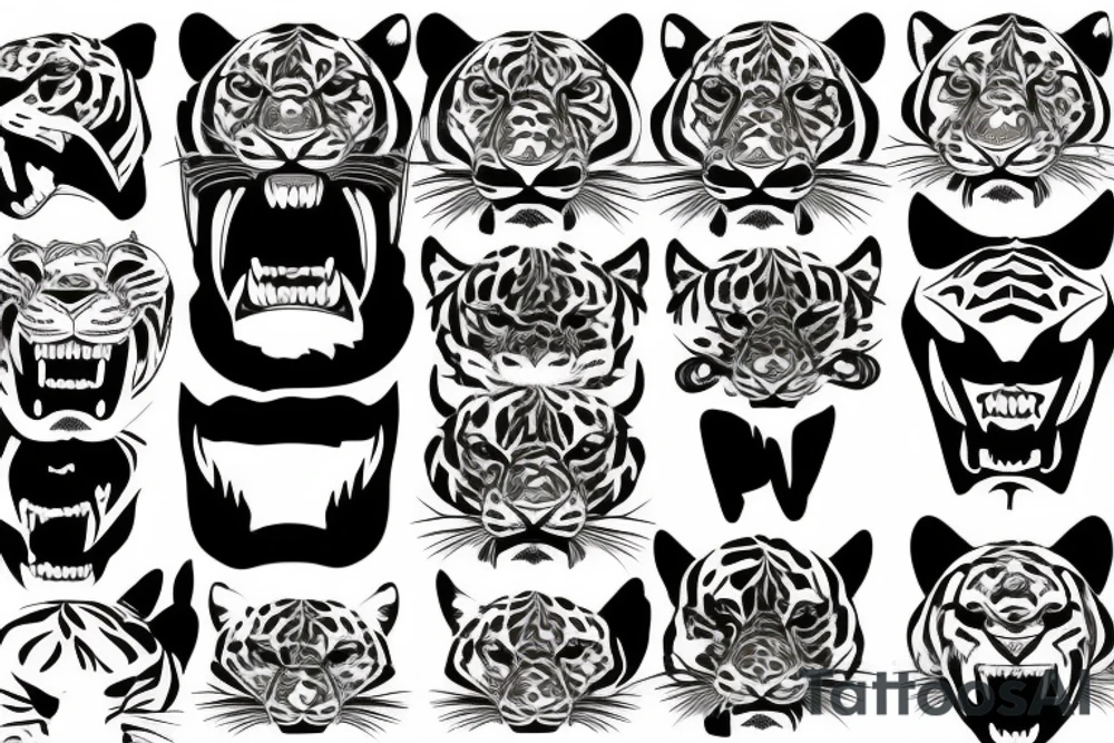Half Panther Face Half Tiger tattoo idea