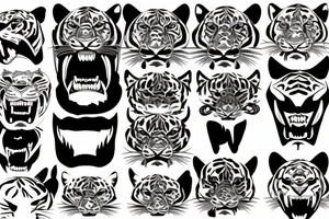 Half Panther Face Half Tiger tattoo idea