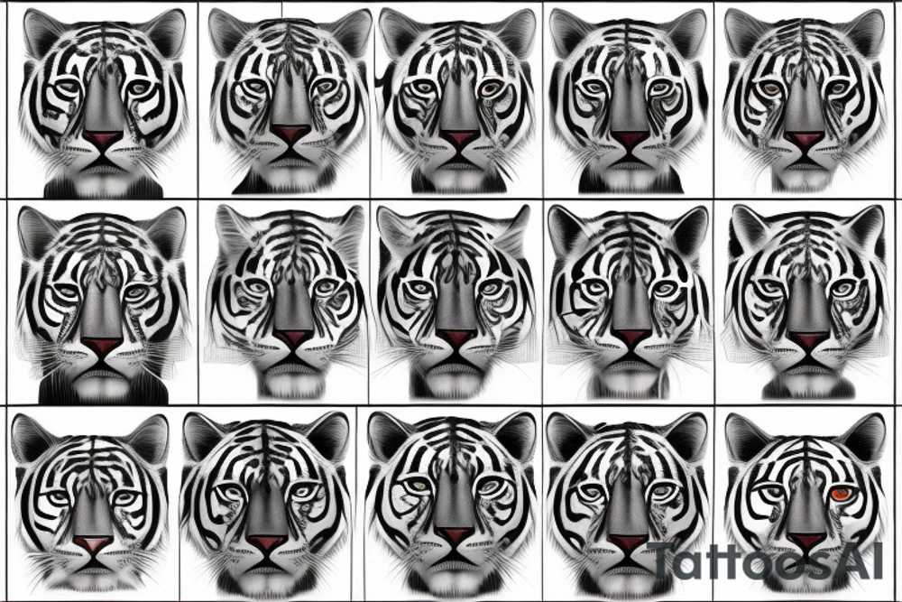 Half panther face half tiger face tattoo idea