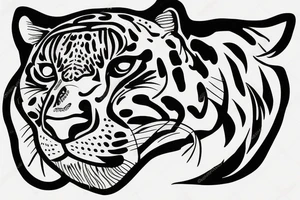 Half panther face half tiger face tattoo idea