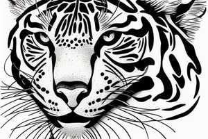 Half panther face half tiger face tattoo idea