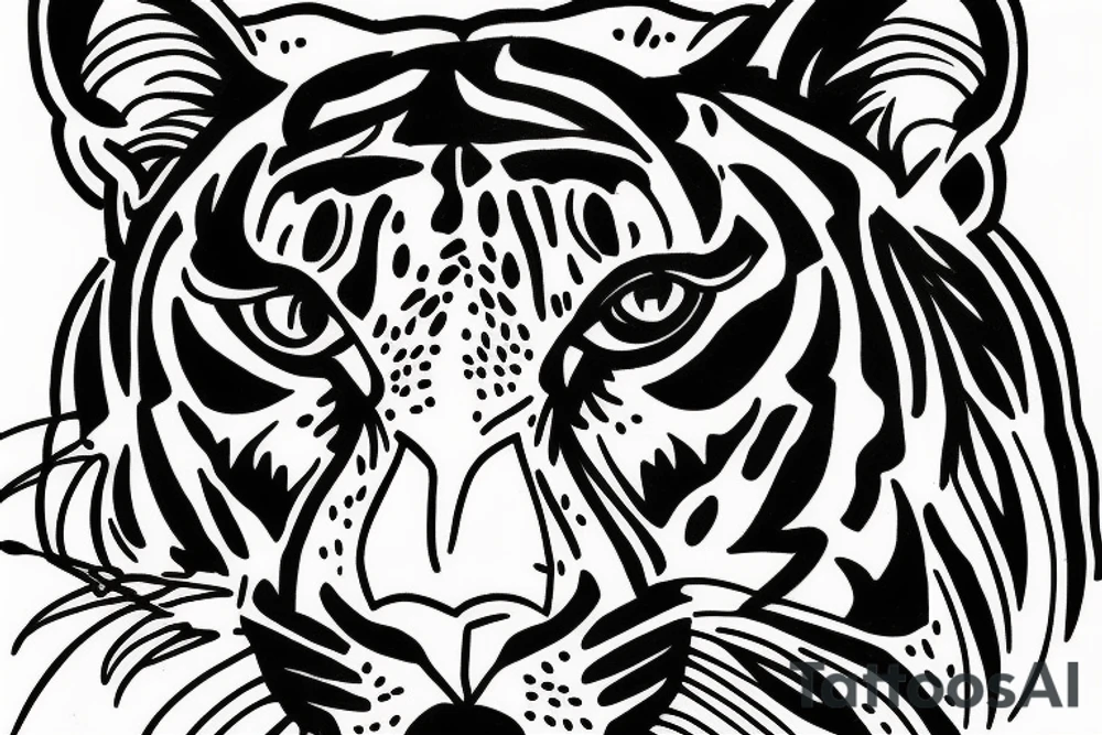 Half panther face half tiger face tattoo idea