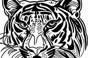 Half panther face half tiger face tattoo idea