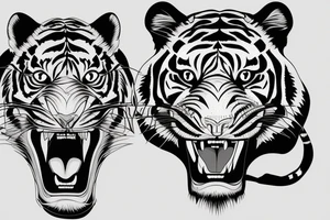 one half of the head of a tiger and the other half of a panther joined together tattoo idea