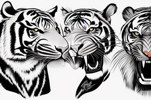 one half of the head of a tiger and the other half of a panther joined together tattoo idea