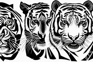one half of the head of a tiger and the other half of a panther joined together tattoo idea
