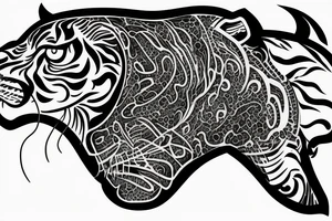 one half of the head of a tiger and the other half of a panther joined together tattoo idea