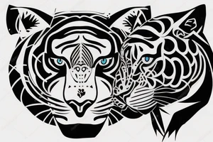 one half of the head of a tiger and the other half of a panther joined together tattoo idea