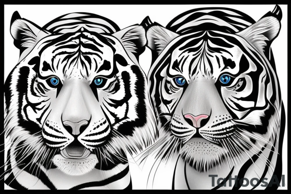 one half of the head of a tiger and the other half of a panther joined together tattoo idea