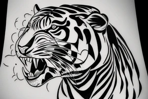 one half of the head of a tiger and the other half of a panther joined together tattoo idea