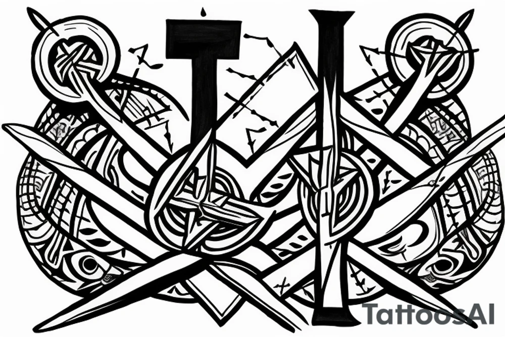three swords that cross eachother tattoo idea