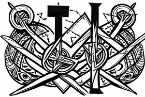 three swords that cross eachother tattoo idea