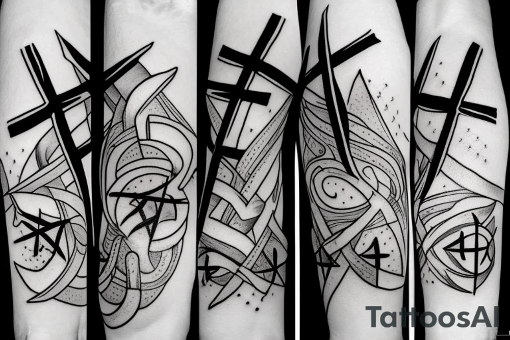 three swords that cross eachother tattoo idea