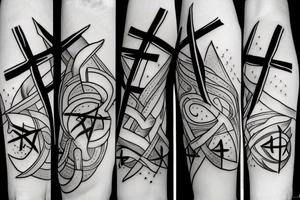 three swords that cross eachother tattoo idea