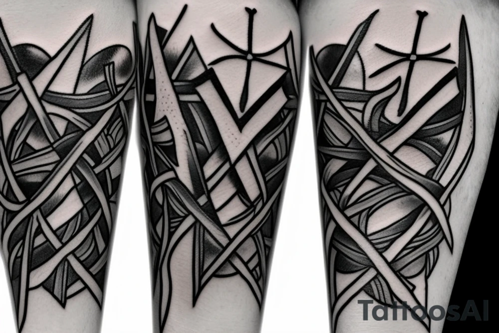 three swords that cross eachother tattoo idea