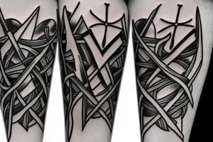 three swords that cross eachother tattoo idea