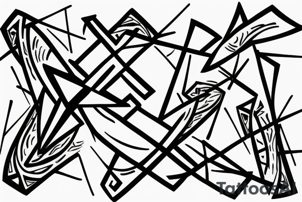 three swords crossing eachother tattoo idea