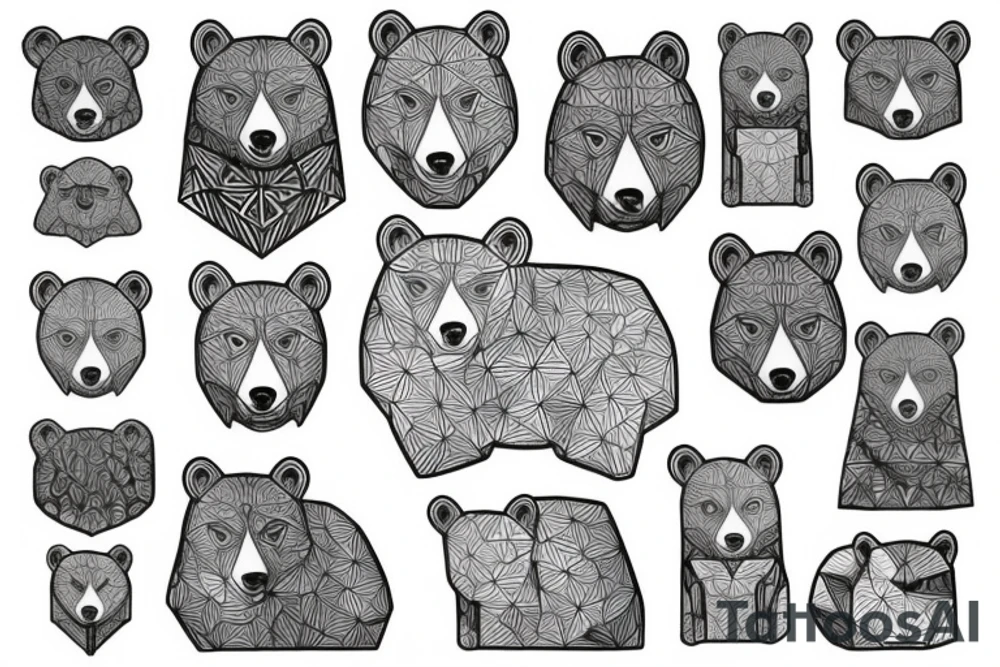 Forest with geometric bear tattoo idea
