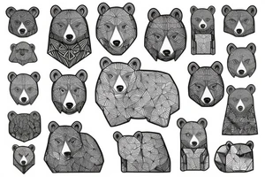 Forest with geometric bear tattoo idea